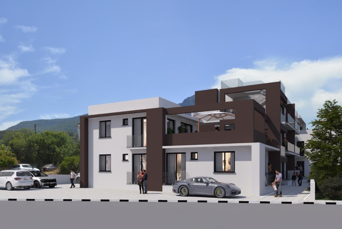 3 Zimmer Wohnung in Alsancak Nordzypern mit Meerblick – Außenansicht des modernen Wohnprojekts