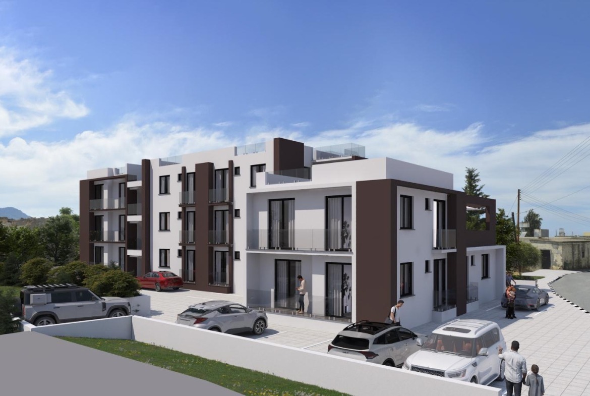 Frontansicht des Wohngebäudes in Alsancak Nordzypern – Moderne Architektur