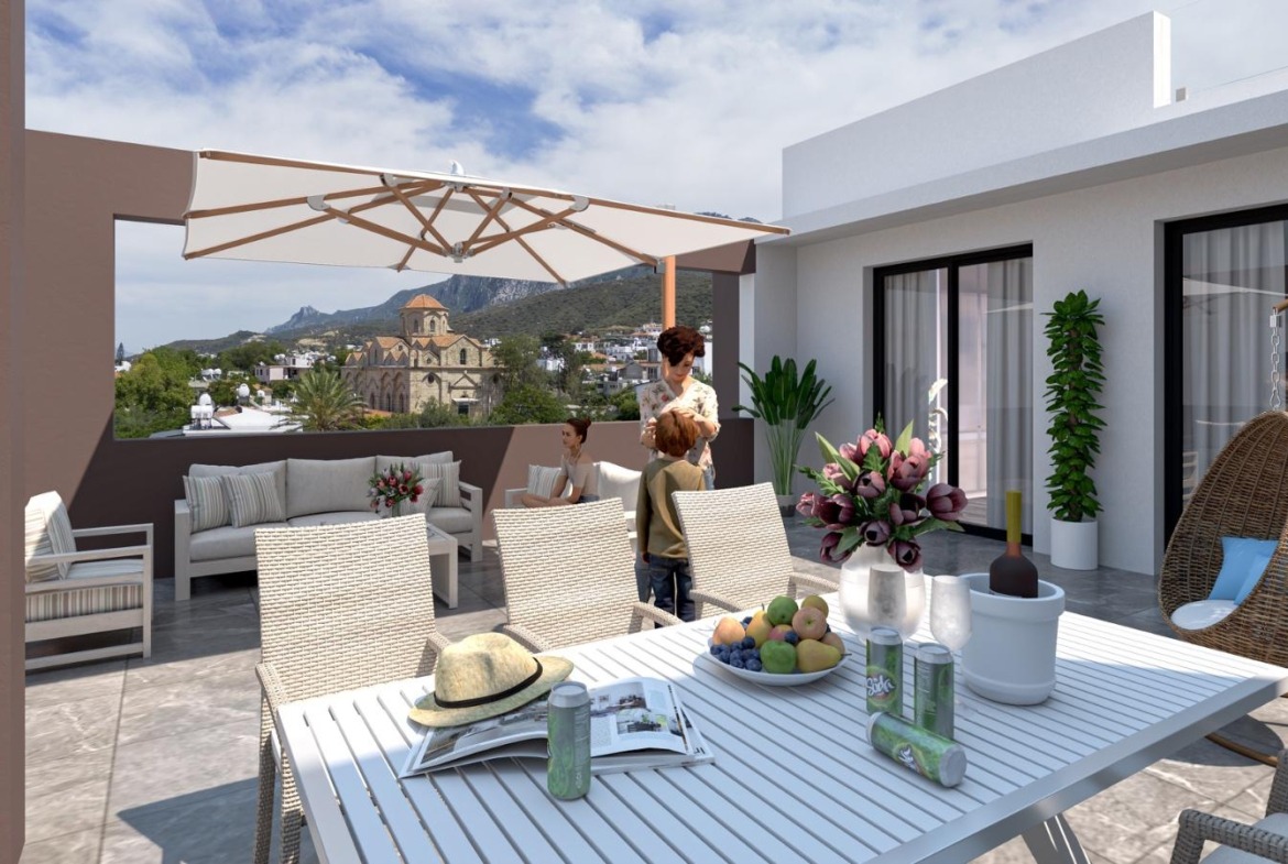 Luftaufnahme des Neubauprojekts in Alsancak Nordzypern – 3 Zimmer Wohnung