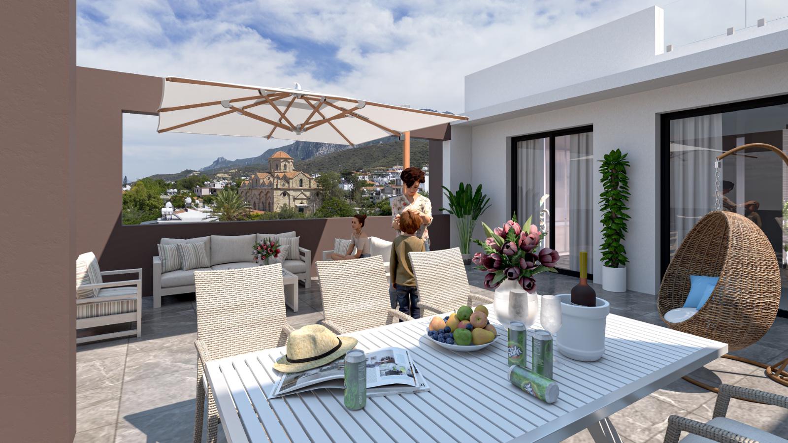 alsancak-nordzypern-neubauprojekt Luftaufnahme des Neubauprojekts in Alsancak Nordzypern – 3 Zimmer Wohnung