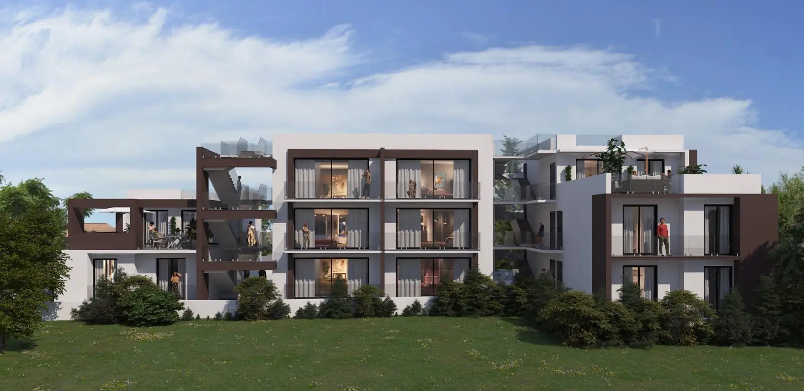 Außenansicht einer modernen 3-Zimmer-Wohnung im Neubauprojekt in Alsancak Nordzypern