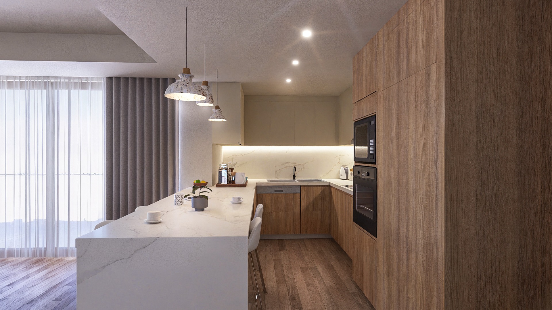 Küche – Off Plan 1–2 Zimmer Luxus Apartments in Karsiyaka Nordzypern