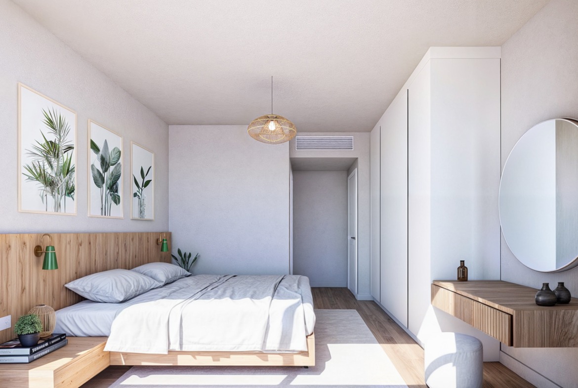 Schlafzimmer 3 – Off Plan 1–2 Zimmer Luxus Apartments in Karsiyaka Nordzypern
