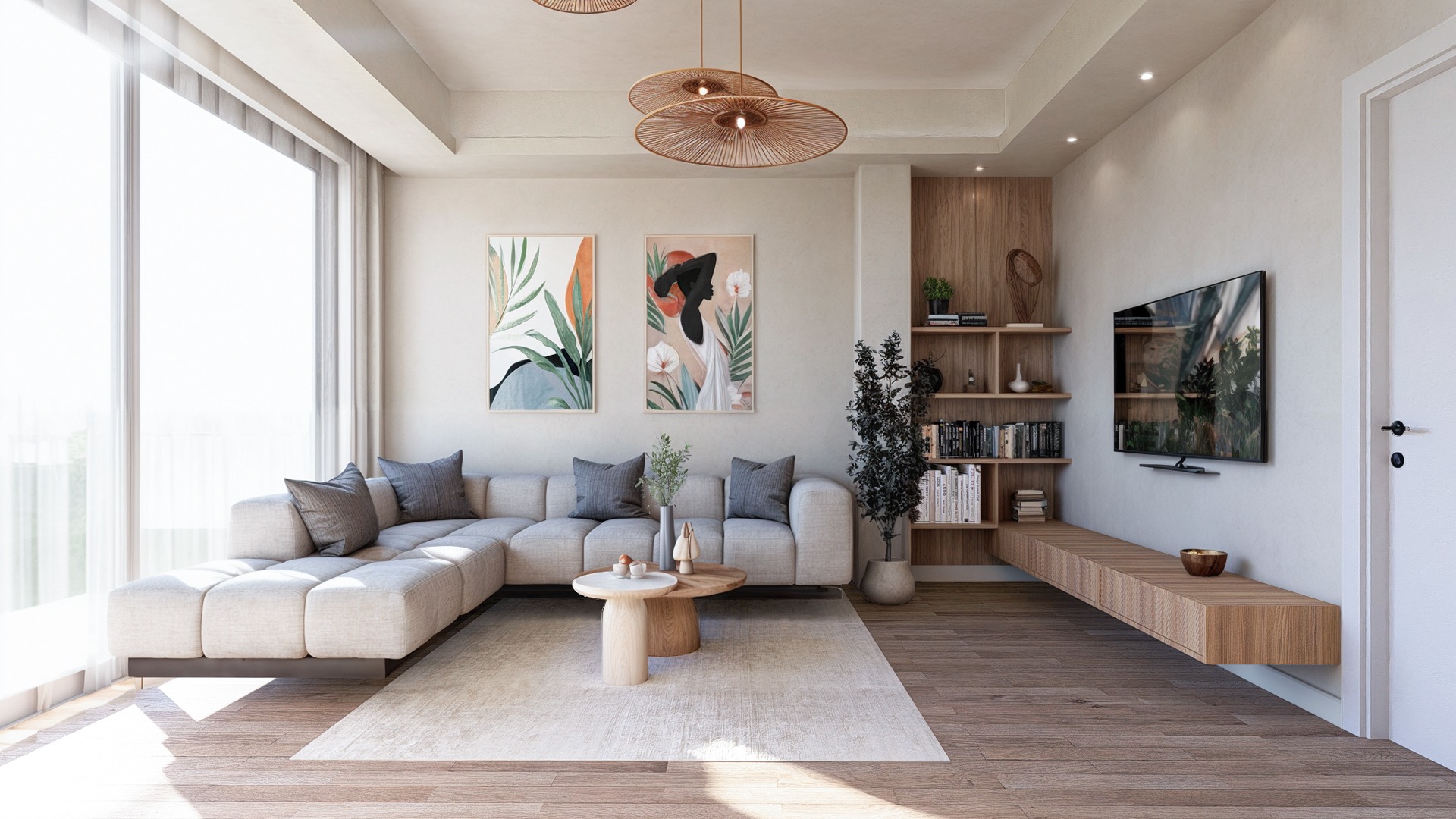 Wohnzimmer – Off Plan 1–2 Zimmer Luxus Apartments in Karsiyaka Nordzypern