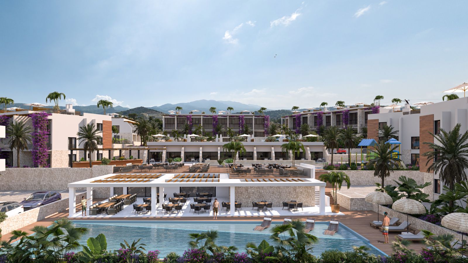 Modernes Resortprojekt in Esentepe Nordzypern mit Meerblick – Außenansicht der Neubauanlage