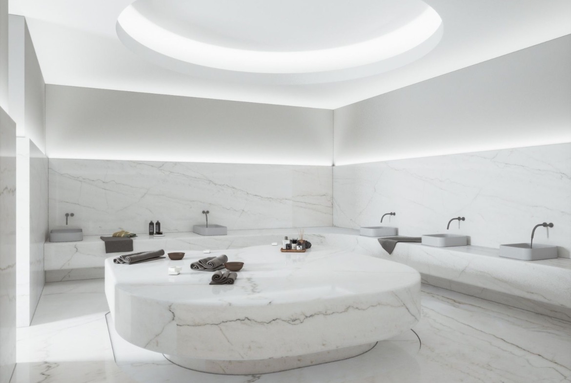 Karsiyaka Off-Plan Apartments – moderne Sauna im Wellnessbereich der Anlage